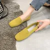 2024 spring new large size square flat flat woven single shoes women's slip-on casual shoes