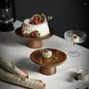 Assiettes High Stand Plate de gâteau en bois Créative Plateaux de service Piédestal Snack Fruit Snack pour les sushis