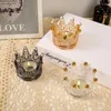 Titulares de vela 2pcs Crown title title ornament Storage Berg Crystal Nice Romantic Candlestick