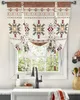 Retro Geometric Figures Window Curtain for Living Room Home Decor Blinds Drapes Kitchen Tie-up Short Curtains