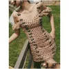 Urban Sexy Dresses Party Floral Print For Women Mesh Clothing Elegant Lace Y Vintage Embroidery Short Sleeve Summer Boho 2024 A-Line D Dh4Zo