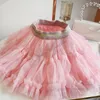 Lieve meiden kanten tule tutu rokken kinderen elastische taille gaas prinses rokken 2024 zomer kinderen verjaardagsfeestje kleding z7677