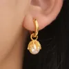 Women's rivet earrings, light luxury natural pearl earrings