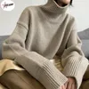 Blusas femininas pulabo outono e inverno y2k suéter de cashmere grossa mulheres pulôver de pescoço alto quente de malha de malha solta tops