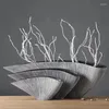 Vasen nordische fächerförmige Harz-Vase-Modellraum Weichdekoration El Home Living Dekorationen