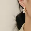 Dangle Ohrringe Korea Vintage unregelmäßige geometrische C -Form großer kleiner Imitation Pearl Metall Stud für Frauen Party Schmuck