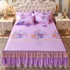 3 PCS Luxury Lit Royal Pread Cool Double Lyer Bed Lit Machine Machine Louts lavables Lit avec bande élastique pour Queen King Size lit