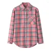 Women's Blouses 2024 Casual Women Plaid Shirts Loose Design Womens And Tops College Style Female Long Sleeve Shirt Checked Clothes