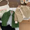 男の子の少女コットンコーデュロイシャツ幼児幼児キッドカジュアルシャツ長い秋の春の春のトップベビー服1-7y 240329