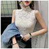 Women's Blouses Blouse Women Sleeveless Lace Vest Stretch Tight Sexy Hollow-out Top Blusas Ropa De Mujer