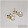 Stud Orecchini di perle barocchi d'acqua dolce 14K Fili d'oro da 8-9 mm per le donne geometriche Fai da te Regalo per matrimoni Delivery Gioieri Dhsfa Dhsfa