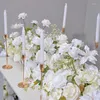 Dekorativa blommor Anpassade bord Lång löpare Flower Artificial Roses Wedding Decoration Floral Arch Decor Row Po Arrangement