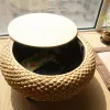 Simple Modern Rattan Woven Bed Side Table Tatami Coffee Tables Bedroom Zen Small Table Balcony Bay Window Tea Table