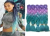 Purple Blue Green Four Tone Ombre Color Xpression Braiding Hair Extensions Kanekalon High Temperature Fiber Crochet Braids Hair 245364843