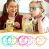 Disposable Cups Straws Creative Straw Glasses Toys For Kids Summer Mustache Fun Soft Plastic Drinking Art Shape Party Accessories Wholesale