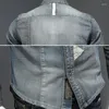 Herren lässige Hemden Retro Jean Shirt Patchwork Langarm Langarm Denim Männer hochwertige Vintage -Kleidung