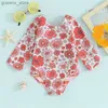 One-Pieces 6M-4T Toddler Girl Rash Guard Swimsuit Jumpsuit Long Sleeved Floral Print Knot Front Hollowed Out Baby Swimsuit Y240412