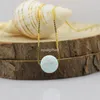 Pendants 1pc vendant 8 mm minuscule OP06 Blue Puff Fire Opal Collier Round avec 925 Silver Box Gold Chain for Girl