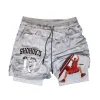 Calça anime slam dunk shorts de corrida homens shohoku 3d impresso 2 em 1 ginásio de fitness shorts esportivos rápidos de roupas esportivas secas