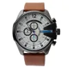 Brand Men Big Case Mutiple Dials Datum Display Lederband Quarz Herren Handgelenk Uhr 4280296t