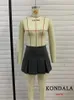 Kondala Vintage Dark Gray Mini Skirt Ruffles plessed Sexy Shorts Jains Female 2023 Streetwear Mujer Faldas 240403