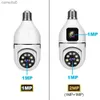 IP Cameras Mini Wifi Dual Lens Camera 1080P Night Vision E27 Bulb 360 Indoor Wireless IP Camera Baby Monitor V380 CCTV Security ProtectionC240412