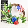 Decorative Flowers Flag Independence Day Rattan Garland Door Wall Pendant Home Decoration Window Farmhouse Wooden Wreath