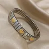 Bangle Classic rostfritt stålarmband för kvinnor Elastisk manschettklocka Kedja kärlek Hjärttäta smycken