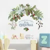 Green Nature Christmas Wall Clings Christmas Party Window Wall Decals, Merry Christmas Branches Stickers For Xmas Party Decor