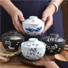Bowls Japanese Ceramic 4.25Inch Stew Pot Bowl With Lid Steam Egg Soup Small Steaming Cup Slow Cooker Home Restaurant Tableware Drop De Otlrk