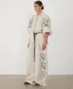 Spring And Summer Fashion Printed Wide Leg Pants Set 240412