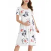 Maternity Dresses Maternity Dots Prints Dress Ruffle Casual Summer Short Sleeve Women Nursing Dress Pregnancy Crew Neck Floral Basic Nursed Dress 24412