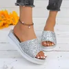 Slipper Bling Keile Frauen Plattform Heels Schuhe Kleider Strand Sandalen Mode 2024 Sommer Flip Flops Femme Pumps Brand Objektträger