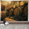 Tapestries Winery van Ho Me Lili Tapestry Barrels voor opslag van wijn Italië eiken container in koude donkere ondergrondse kelderwandhangende decor