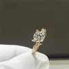 18K Rose Gold Plated Original 2 Diamond Test Past D Color Ring Brilliant Cut Sparkling Gemstone Cow Head Rings240412