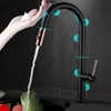 Smart Touch Küchenarmatur Kran herausziehen Küchen Wasserkippwaschbecken Mixer Drehen Touch Wasserhahn Sensor Wassermischer weiß Roségold Gold