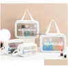 Cosmetic Bags Translucent Frosted Bag Portable Large Capacity Zipper Toiletry Pouch Waterproof Makeup Organizer Storage Package Drop D Dhraf