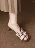 Slippers zapatos Mujer 2024 Tendencia Summer São de alta qualidade feminino de alta qualidade Toe de dedo do pé aberto 7cm Sandals Dress Sandals