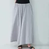 Kvinnor Pants Women Summer High midja Bomull Linne Bred ben Palazzo Casual Loose Long Harajuku byxor med Pocket Beach