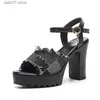 Sapatos de vestido Sandálias de salto alto para mulheres 2024 Summer New Trendy Fashion One Word Fivele Open Toe H240412