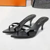 Slippers Quality Leather Women's Dress Heels Dancing Party Casual Sandals Slides Luxury Designer Tendency Ladies Black