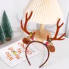 Korean New Cute Christmas Elk Headband Large Antlers Hairbands Girls Plush Ball Pine Cones Hair Hoop Women Hair Accessories