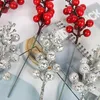 Dekorative Blumen 12pcs Künstliche Stängel Auswahl von Glitzer Beeren Zweige für Weihnachtsbaumdekorationen Craft Frühlingsfest Feiertag