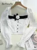 Women's Blouses Beiyingni French Square Collar Blusas For Women Flower 2024 Korean Chic Fashion Shirts Female Vintage White Elastic