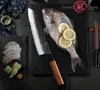 Coltello da Chef039s fatto a mano da 9 pollici a mano 3 strati Aus10 giapponese in acciaio giapponese Kiritsuke Kitchen Knife Affetta gli strumenti di cottura della carne di pesce Grandshar4785326