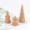 Jewelry Pouches Upscale Wood Ring Display Holder Cone Shaped Organizer Stand Support Finger Rack Bague Crafts Storage Showcase