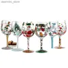 Verres à vin 1 morceaux colorés lasses mu multicolores cristallin de vin rouge raffiti oblet anniversaire ifts weddin fournit du vin clear lasse l49