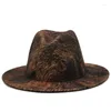 Boinas simples listras externas retalhos de retalhos fedoras top jazz parecia larga lareira chapéus unissex cowboy panamá lã fedora chapéu