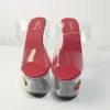 Dance Shoes Sexy Crystal 17cm Ultra High Heels Exotic Dancer Red Lips Platform Night Club 7Inch Fetish