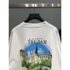 High Version Chao b Castle Printed Long T-shirt Paris Brand Loose Bottomed Shirt for Men Women